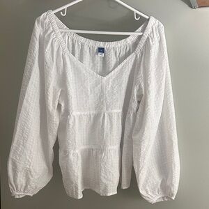 Old Navy White Textured Blouse